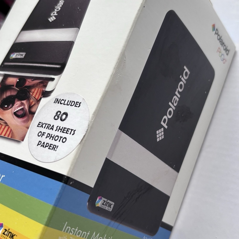 Polaroid PoGo Instant Mobile Printer With 80 Sheets Paper Open Box New ZINK